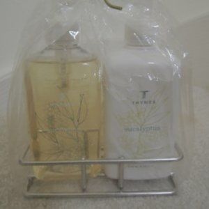 Thymes Sink Set Chrome Caddy w/Hand Wash + Lotion Eucalyptus Scent NWT